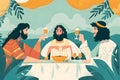 Passover festival celebration dinner happy holiday, A festival in which the Jews commemorated Yahweh\'s bringing them out of Royalty Free Stock Photo