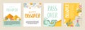 Passover greeting car set. seder pesach initation, greeting card template or holiday flyer. happy passover in English