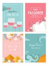 Passover greeting car set. Seder pesach invitation, greeting card template or holiday flyer. happy Passover in English