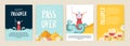 Passover greeting card set. Seder pesach invitation, greeting card template or holiday flyers. Moses separate sea for