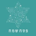 Passover holiday flat design white thin line icons set in star o Royalty Free Stock Photo