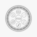 Passover holiday seder plate flat black outline design icon Royalty Free Stock Photo