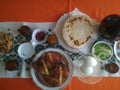 Passover holiday. Traditional table setting: matzo, maror, stone, 4 glasses of wine, egg and boiled potatoes. Judaism.