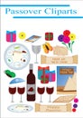 Passover jewish Holiday elements cliparts