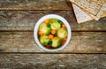 Homemade Matzo ball soup in a Passover Jewish holiday food Royalty Free Stock Photo