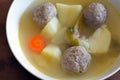 Passover Jewish holiday Food - Matzah balls soup Royalty Free Stock Photo