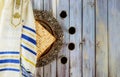 Passover matzoh jewish holiday bread with kiddush four cup of wine and tallit Royalty Free Stock Photo