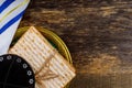 Passover matzoh jewish holiday bread over table