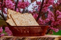 Passover matzoh jewish holiday bread over table