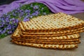 Passover matzoh is kosher and decorated with flowers.
