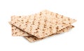 Passover matzos isolated on white. Pesach celebration