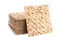 Passover matzos isolated on white. Pesach celebration