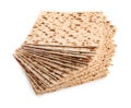 Passover matzos isolated on white. Pesach celebration Royalty Free Stock Photo