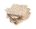 Passover matzos isolated on white. Pesach celebration Royalty Free Stock Photo