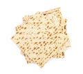 Passover matzos isolated, top view. Pesach celebration Royalty Free Stock Photo
