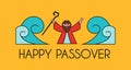 Passover , Pesach, Jewish holiday. Haggadah vector illustration. The Escape from Egypt concept. Happy Passover in Hebrew