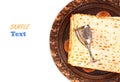 passover plate and matzoh isolated Royalty Free Stock Photo