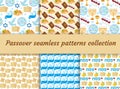 Passover seamless pattern collection. Pesach endless background, texture. Jewish holiday backdrop. Vector illustration. Royalty Free Stock Photo