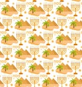 Passover seamless pattern. Pesach endless background, texture. Jewish holiday backdrop. Vector illustration.