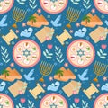 Passover seamless pattern. Pesach endless background, texture. Jewish holiday backdrop. Vector illustration. Royalty Free Stock Photo