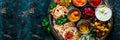 Passover Seder plate with a diverse array of symbolic foods, reflecting the multicultural aspect of the holiday