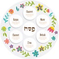 Passover seder plate with floral decoration Royalty Free Stock Photo