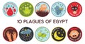 Passover Ten Plagues of Egypt cartoon- Vector