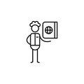 Passport, airplane, journey icon. Element of people in travel line icon. Thin line icon for website design and development, app de