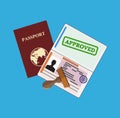 Passport with approved stamp. Royalty Free Stock Photo