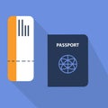 Passport and avia ticket flat style vector illustration Royalty Free Stock Photo