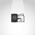 Passport and boarding pass ticket icon, boarding pass simple isolated icon