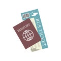 Passport and bus ticket vector icon. Concept travel and tourism Royalty Free Stock Photo