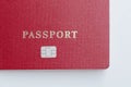 Passport with chip on white background. Electronic identification chip Royalty Free Stock Photo