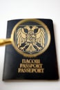 Passport with clack,glass blazon,eagles Royalty Free Stock Photo