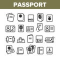 Passport Collection Elements Icons Set Vector