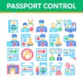 Passport Control Check Collection Icons Set Vector Royalty Free Stock Photo