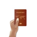 Passport cover with hand holding, Identification citizen, Vector