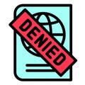 Passport denied vector illustration, filled style icon