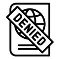 Passport denied vector illustration, line style icon