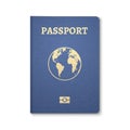 Passport document ID. International pass for tourism travel. Emigration passport citizen ID with globe