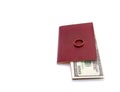 Passport with dollars and a gold ring on top Royalty Free Stock Photo