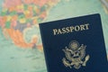 Passport with globe in background Royalty Free Stock Photo