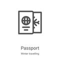 passport icon vector from winter travelling collection. Thin line passport outline icon vector illustration. Linear symbol for use