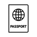 Passport icon. Visa, document, arrival. Pictogram isolated on a white background