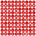 100 passport icons set red