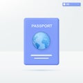 Passport ID document icon symbols. Travel, citizen identity, tourism immigration concept. 3D vector isolated illustration design. Royalty Free Stock Photo