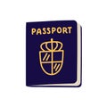 Passport, ID document. Legal pass, book cover with abstract national emblem. Closed identification pasport of