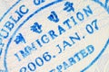 Passport immigration stamp Royalty Free Stock Photo