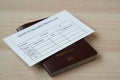 Passport and immunization record card for travel