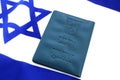 Passport Israel ID on the flag Israel. Themes: Israeli citizenship, Israeli citizen